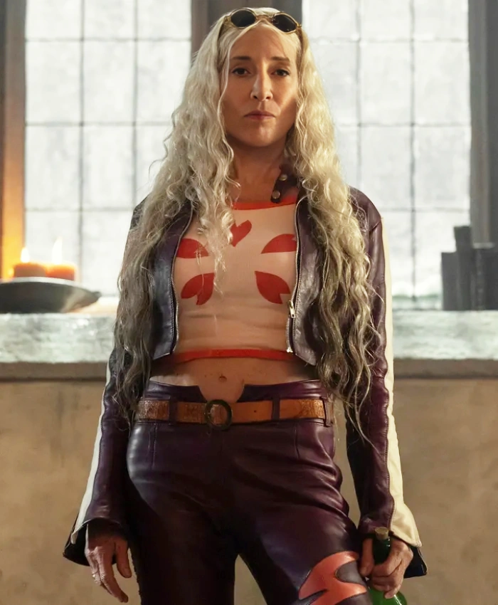 Dr. Kureha TV Series One Piece S02 Katey Sagal Cropped Purple Leather Jacket