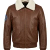 Dragon Ball Son Goku Brown Leather Bomber Jacket