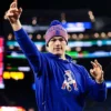 Drake Maye New England Patriots Combine Retro Royal Blue Pullover Hoodie