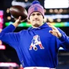Drake Maye Patriots Retro Logo Blue Hoodie
