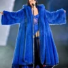Dua Lipa Radical Optimism Tour 2025 Electric Blue Long Shaggy Fur Long Coat