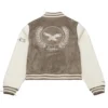 Eagles Tan Cream Cropped Varsity Jacket