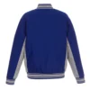 Edmonton Oilers Accent Royal Gray Poly Twill Wool Varsity Jacket Back