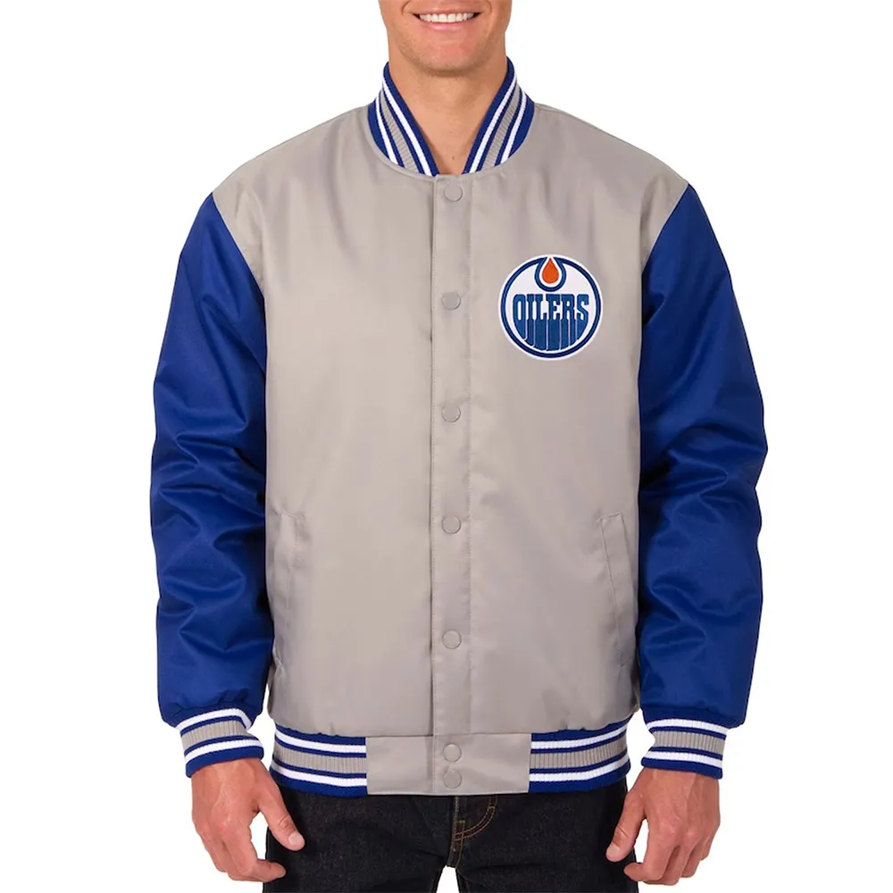 Edmonton Oilers Gray Blue Poly Twill Jacket