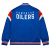 Edmonton Oilers Heavyweight Blue Satin Jacket Back