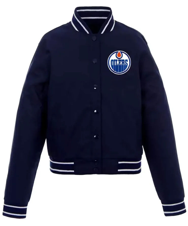 Edmonton Oilers Varsity Navy Wool Jacket