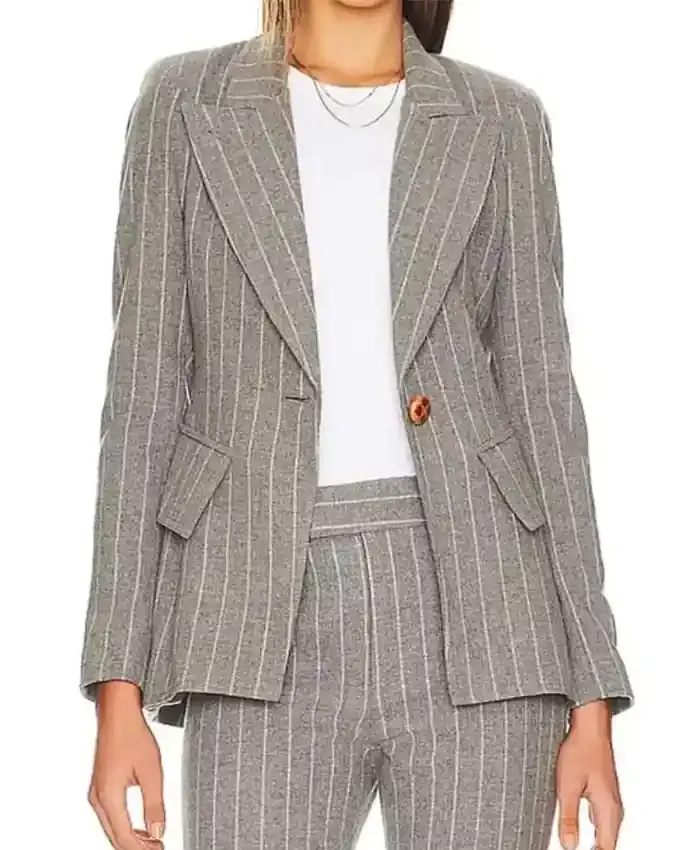 Eleanor Miller Orphan Black Echoes Striped Grey Blazer
