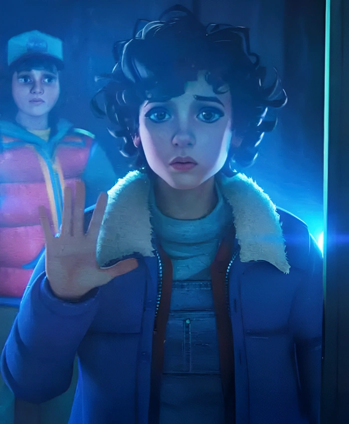 Eleven Stranger Things Tales From 85 2026 Luca Diaz Blue Puffer Jacket