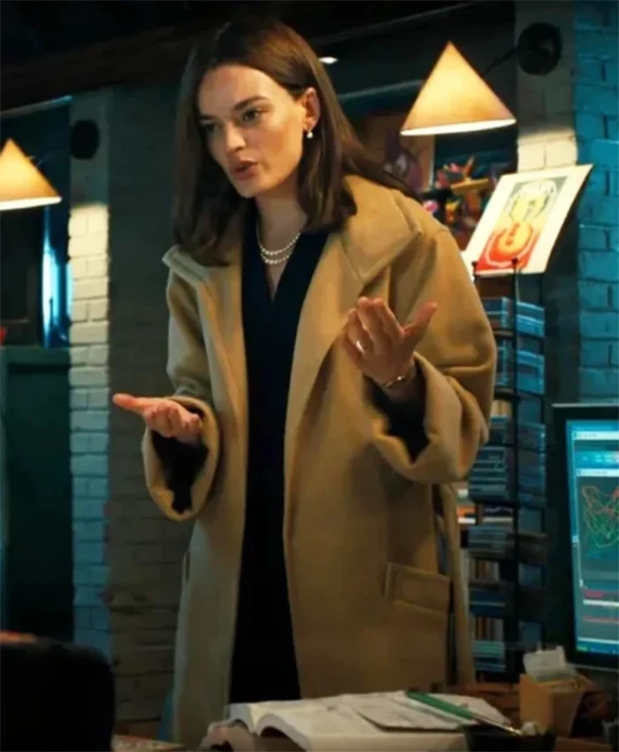 Ella McCay 2025 Emma Mackey Brown Wool Coat