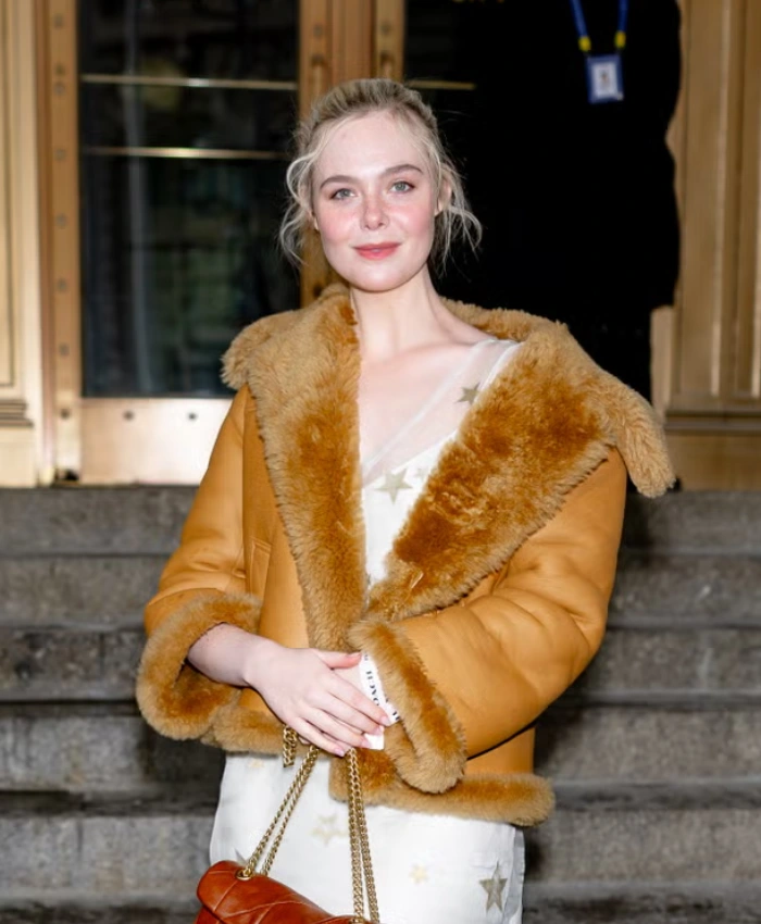 Elle Fanning Coach Fall Shearling Jacket