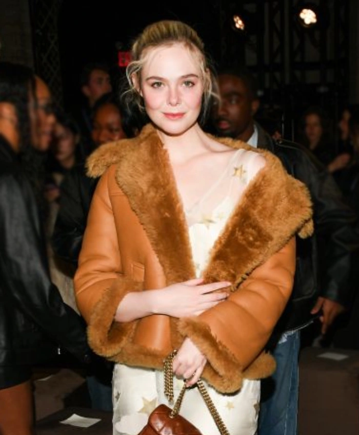 Elle Fanning Coach Fall Shearling Jacket - Image 4