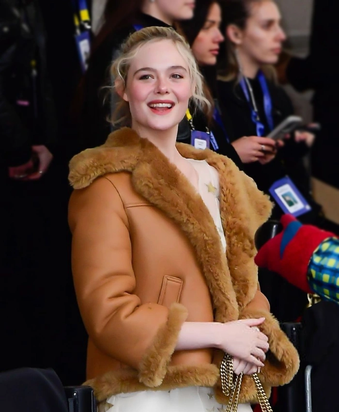Elle Fanning Coach Fall Shearling Jacket - Image 3