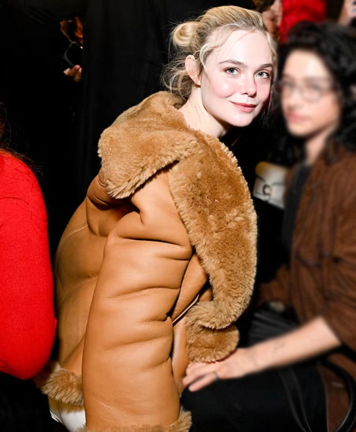Elle Fanning Coach Fall Shearling Jacket - Image 2