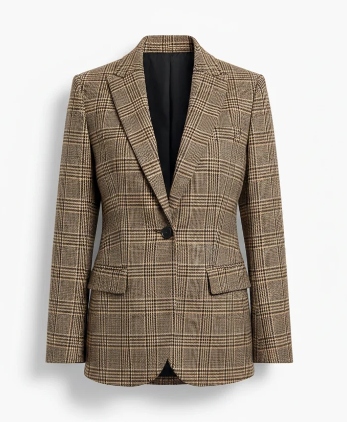 Elle Fanning Coach Spring 2026 Plaid Blazer - Image 2