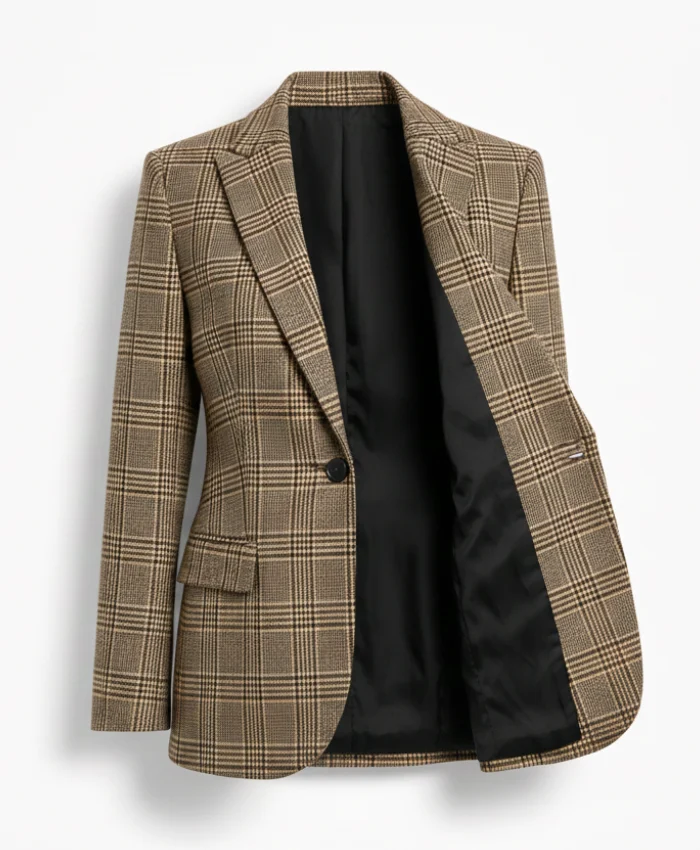 Elle Fanning Coach Spring 2026 Plaid Blazer - Image 3