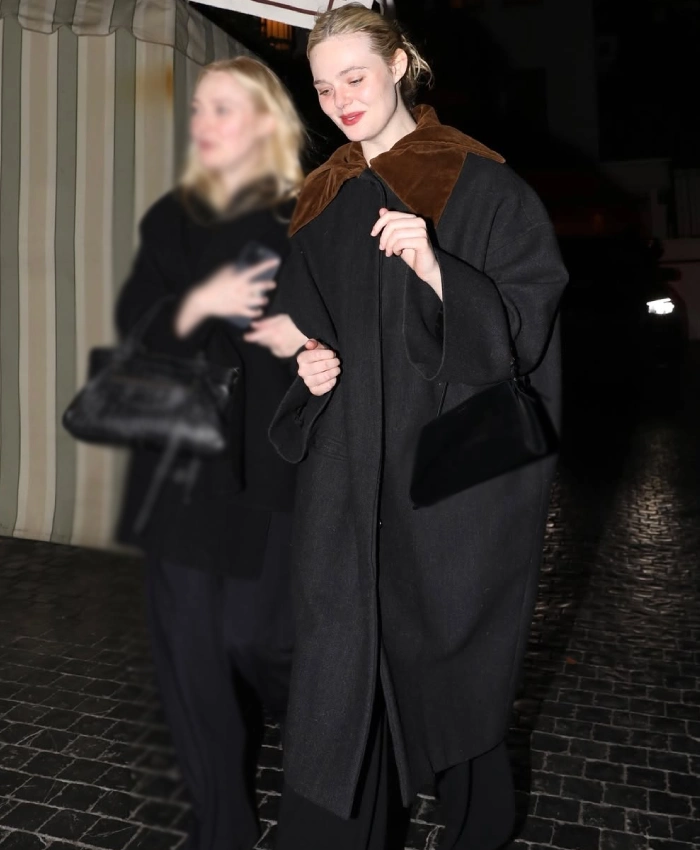 Elle Fanning LA Black Coat - Image 2