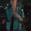 Elle Fanning Margos Got Money Troubles Green Satin Jacket Sale
