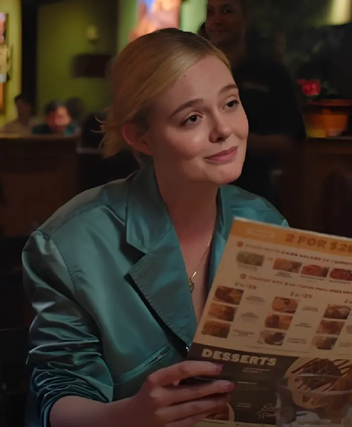 Elle Fanning Margos Got Money Troubles Green Satin Jacket