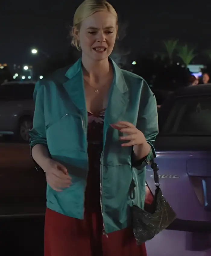 Elle Fanning Margos Got Money Troubles Green Satin Jackets