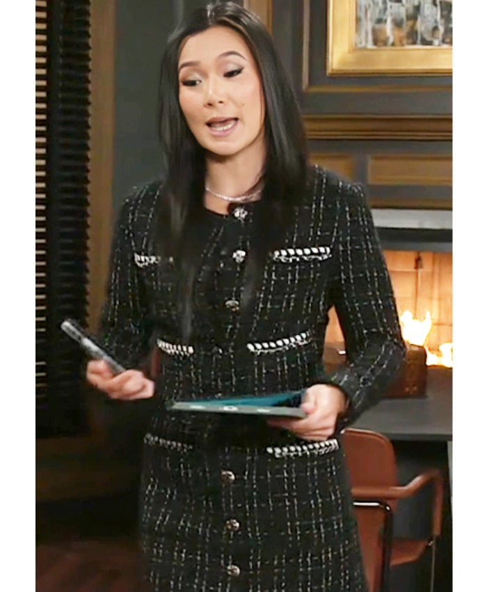 Ellie Wang Beyond The Gates 2026 Caroline Lee Tweed Jacket In Black