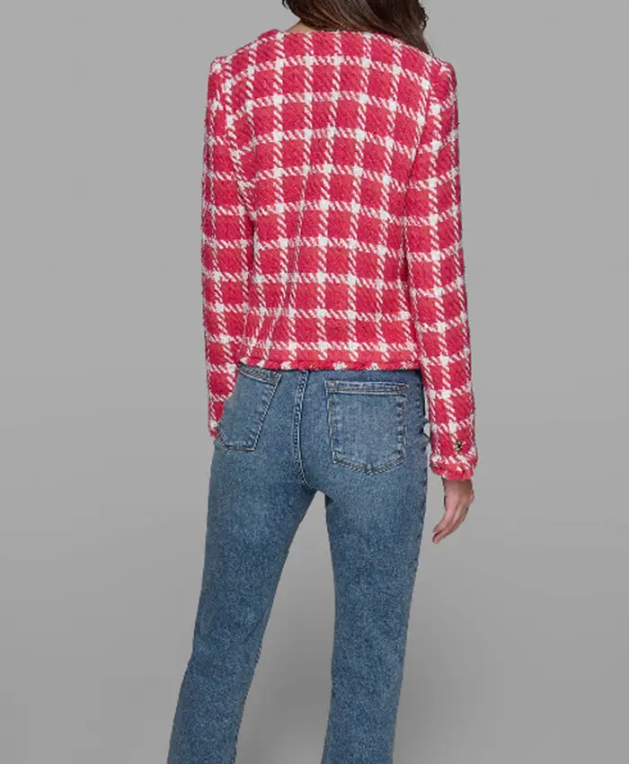 Elsbeth S02 Carrie Preston Houndstooth Pink Jacket - Image 3