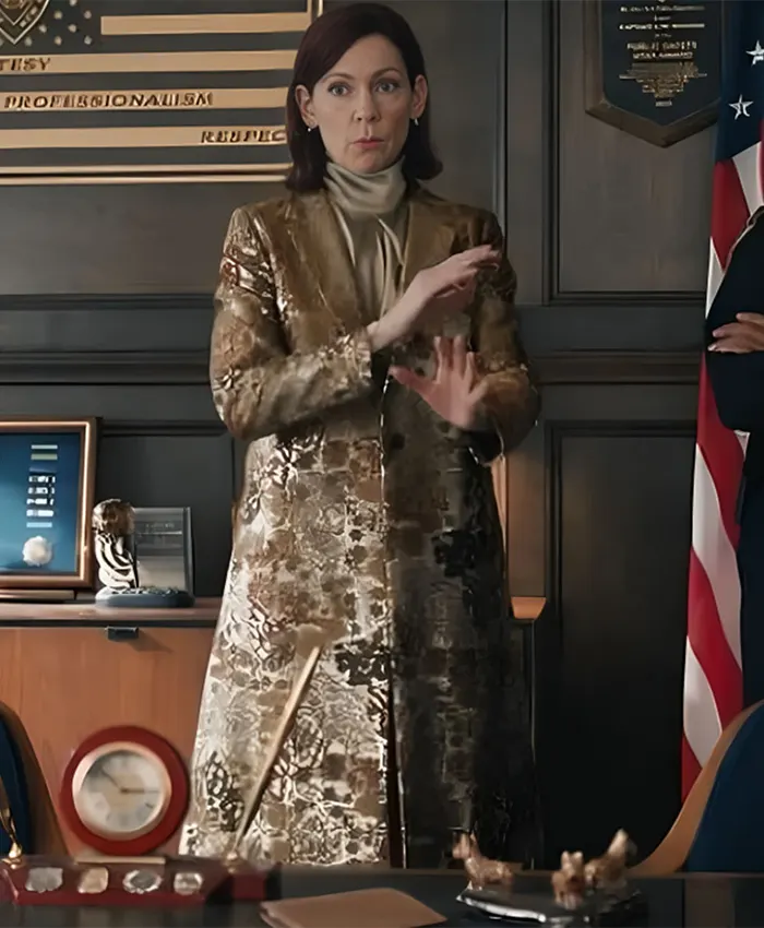 Elsbeth S02 Carrie Preston Jacquard Long Coat