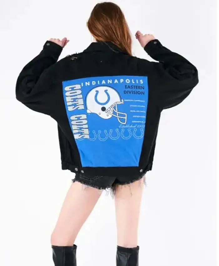 Emersyn Indianapolis Colts Black Denim Jacket For SaLe