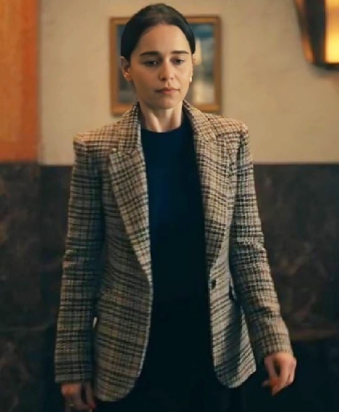 Emilia Clarke Ponies TV Series S01 Tweed Plaid Blazer