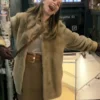 Emilia Clarke TV Series Ponies Beatrice Grant Light Brown Shearling Jacket