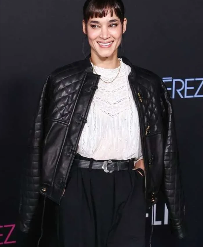 Emilia Perez 2024 Sofia Boutella Black Leather Jacket