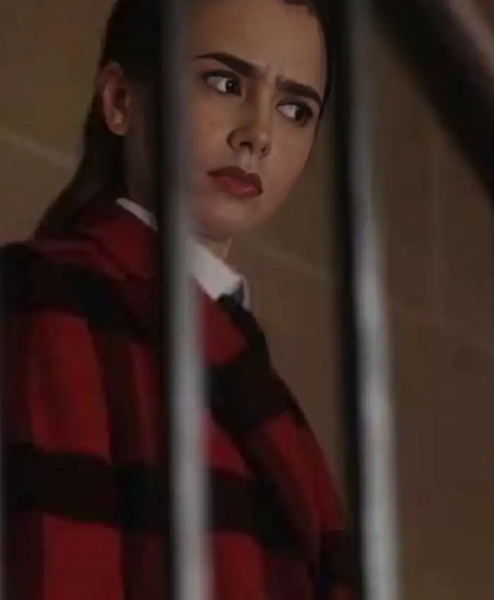 Emily In Paris Lily Collins Plaid Wool Twill Coat