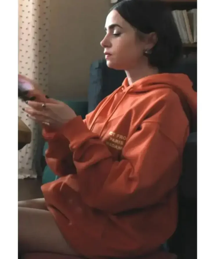 Emily In Paris S05 Lily Collins Orange Slogan Hoodie