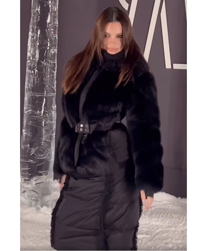 Emily Ratajkowski Fashion Week 2026 Black Padded Coat