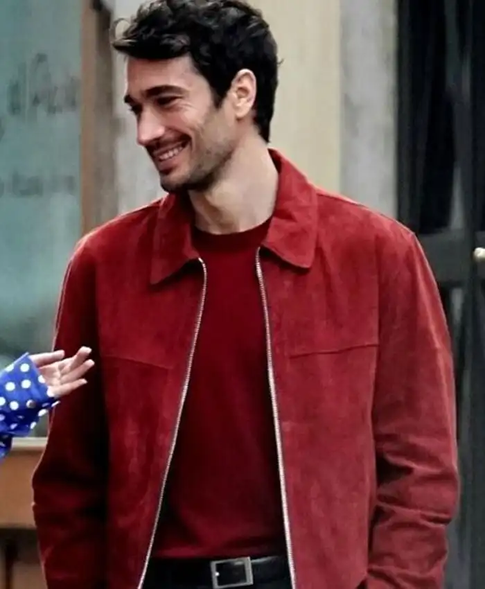 Emily In Paris Marcello Red Suede Jacket