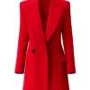Emily In Paris S05 Lily Collins Emily Cooper Red Long Coat