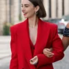 Emily In Paris S05 Lily Collins Red Coat