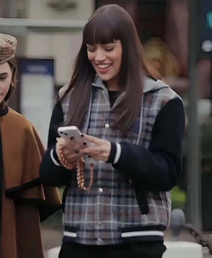 Emily In Paris Thalia Besson Checked Bomber Jacket