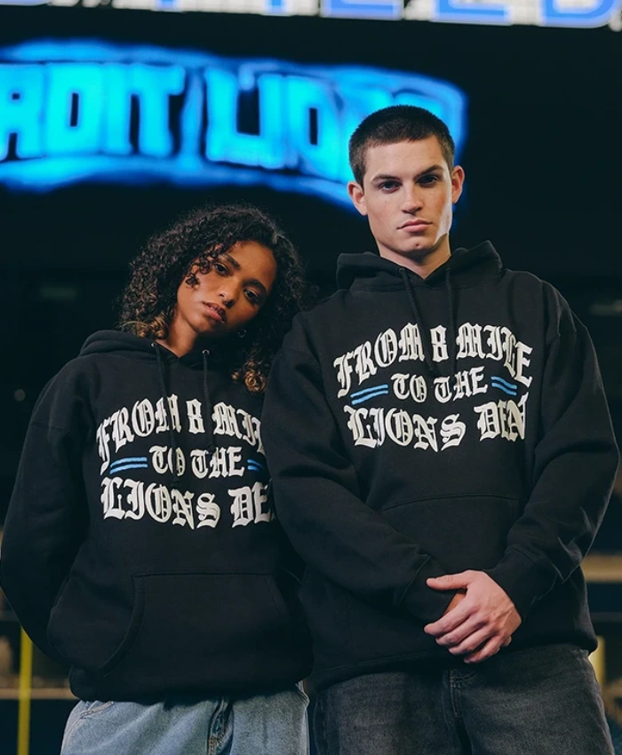 Eminem X Detroit Lions Helmet Black Fleece Hoodie