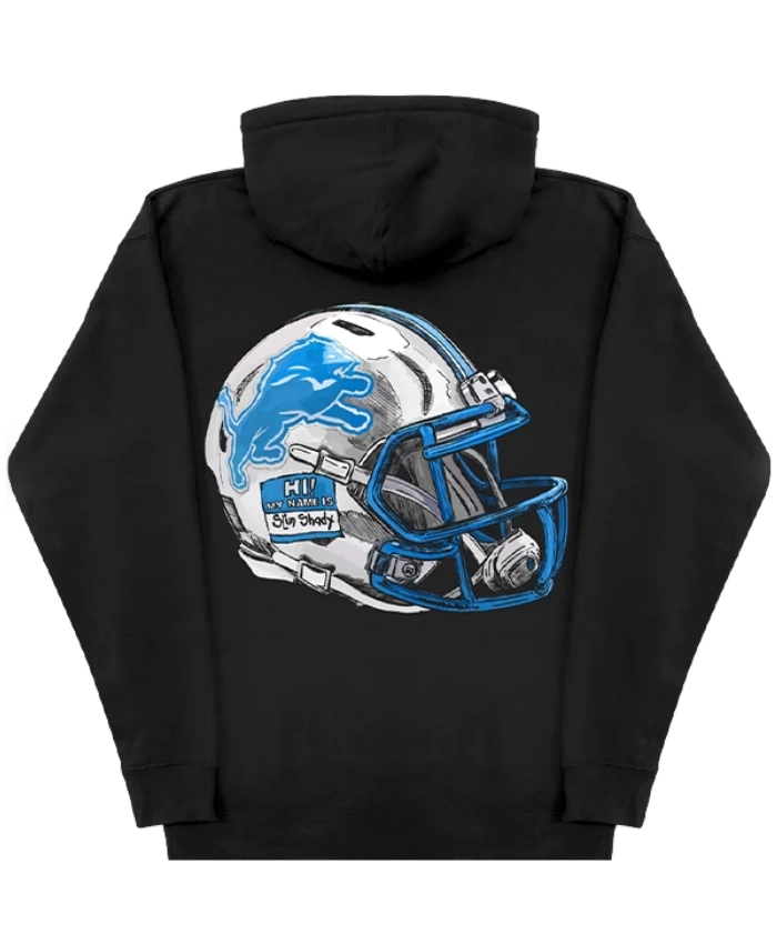 Eminem X Detroit Lions Printed Black Hoodie