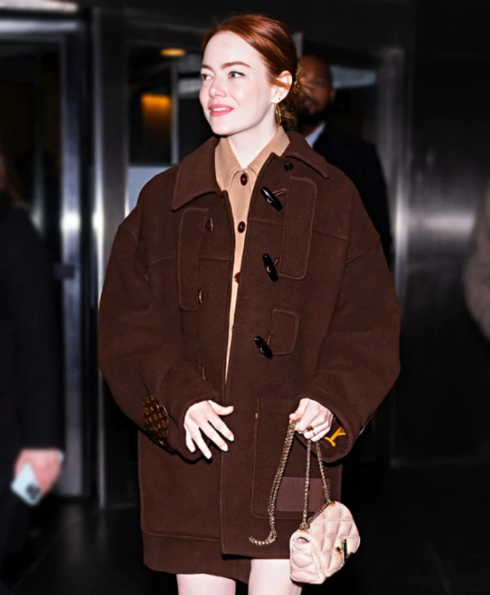 Emma Stone Brown Toggle Coat