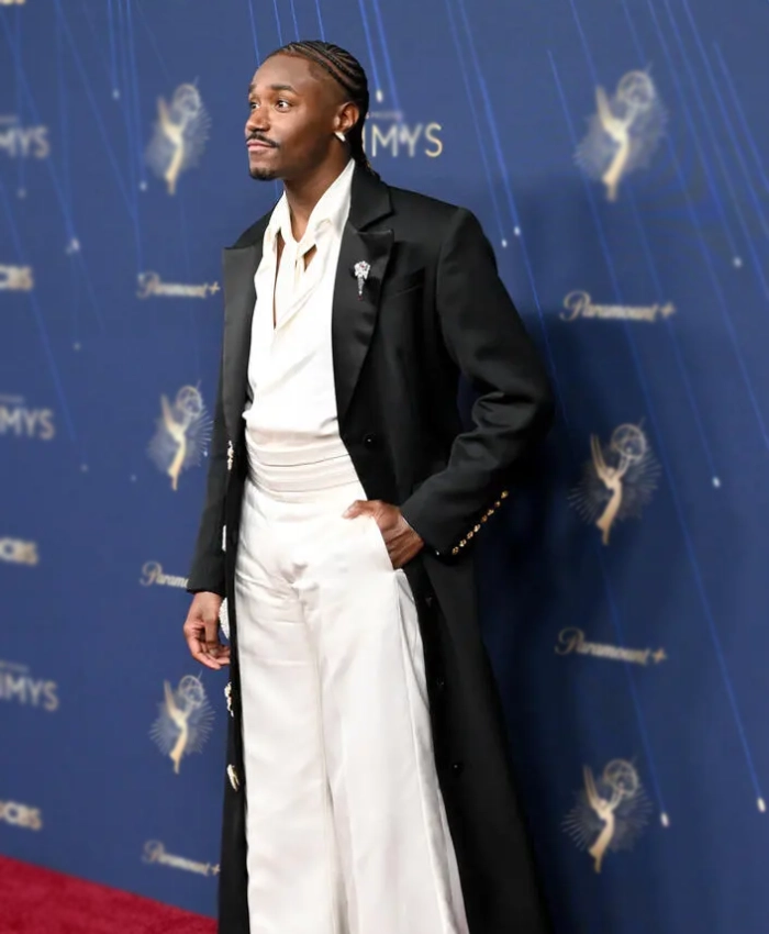 Alternative view of Emmys Red Carpet 2025 Dewayne Perkins Long Coat