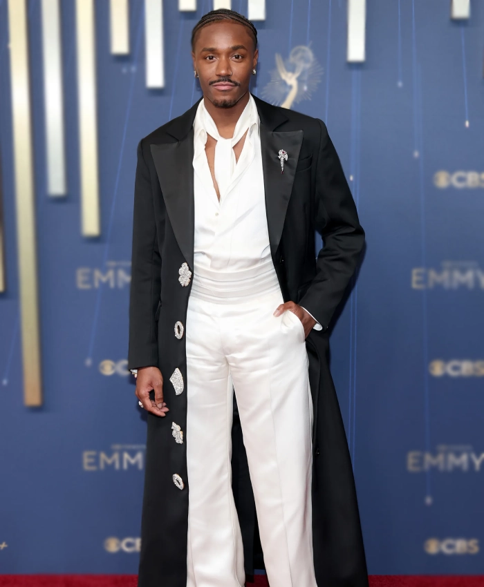 Emmys Red Carpet 2025 Dewayne Perkins Long Coat