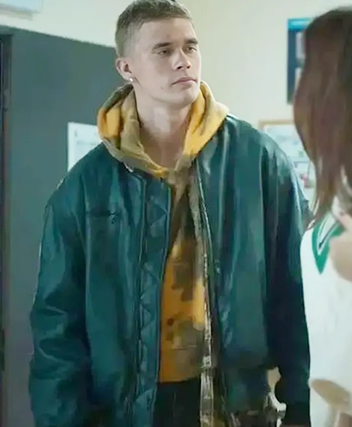 Eric Elite S07 Black Leather Bomber Jacket