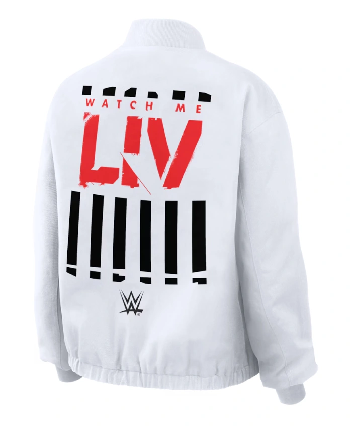 Erin Andrews Liv Morgan White Full Zip Bomber Jacket