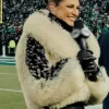 Erin Andrews Sunday 49ers Vs Eagles Wild Card Playoff Game 2026 Fur Coat