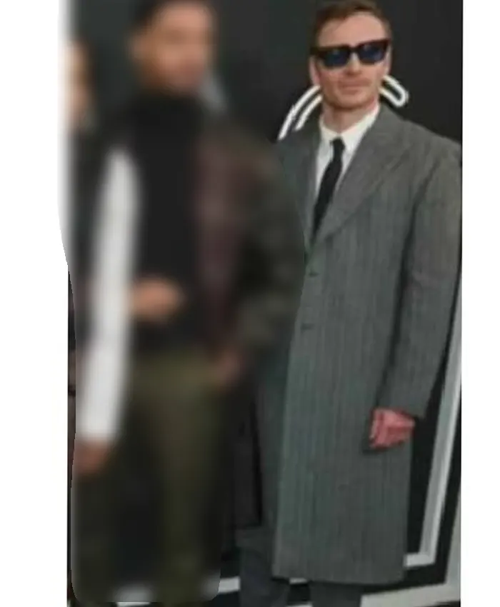 Etalk 2025 Michael Fassbender Grey Coat