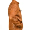 Ethan Distressed Brown Waxed Leather Cafe Racer Jacket For Sale