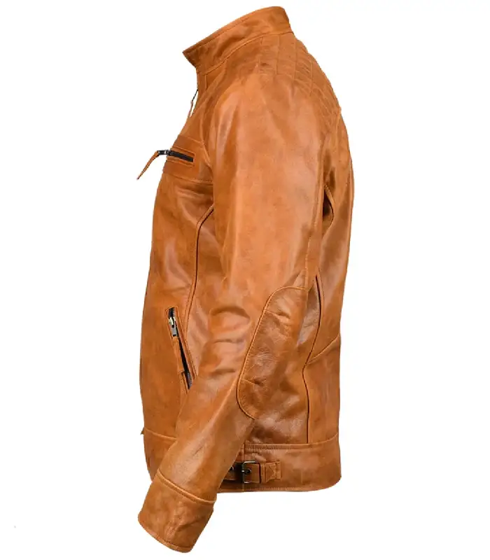 Ethan Distressed Waxed Leather Cafe Racer Jackets
