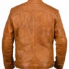 Ethan Distressed Waxed Leather Cafe Racer Jcket