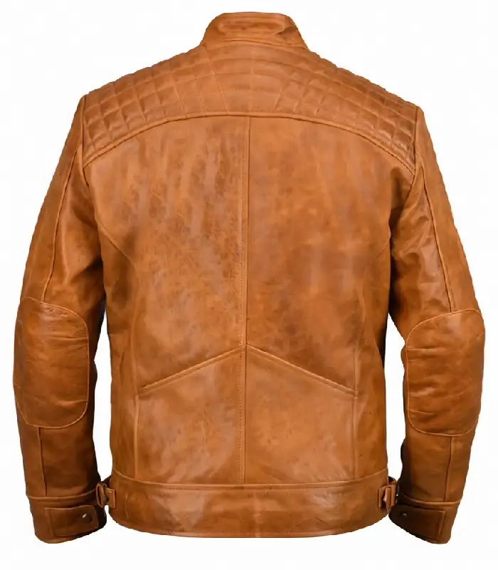 Ethan Distressed Waxed Leather Cafe Racer Jcket